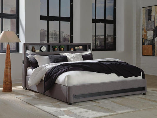 Finigale King Upholstered Bed with Wireless Audio