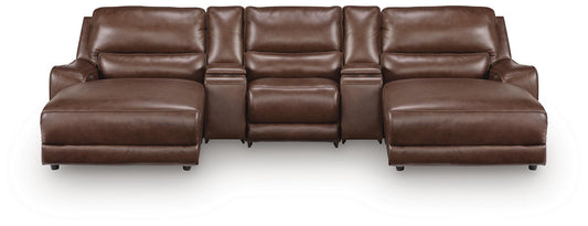 DeepWakes 5-Piece Reclining Sectional with Double Chaise and Storage Consoles