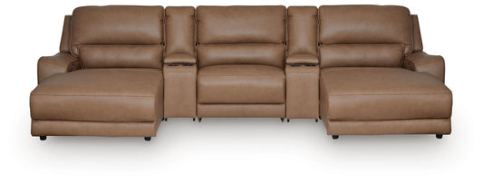 DeepWakes 5-Piece Reclining Sectional with Double Chaise and Storage Consoles
