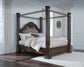 Maylee King Canopy Bed with Mirrored Dresser, Chest and Nightstand