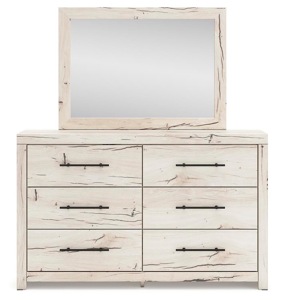 Lawroy King Panel Bed with Storage, Dresser, Mirror and Nightstand