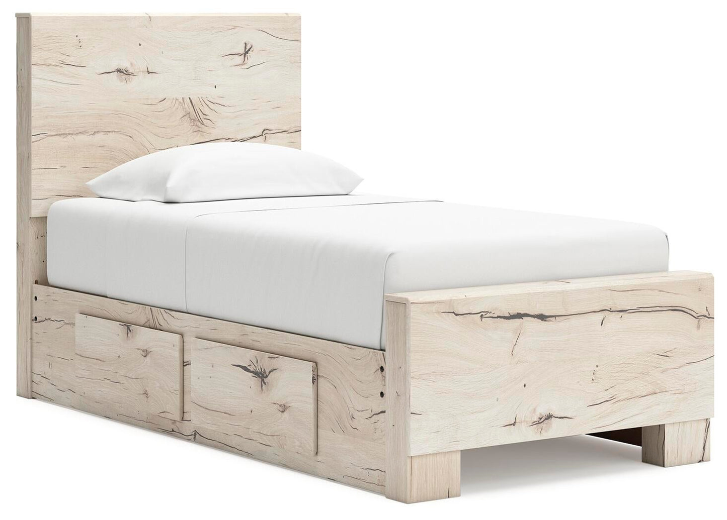 Lawroy Twin Panel Bed with Storage, Dresser, Mirror, Chest and Nightstand