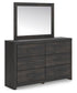 Hollivern King Panel Bed, Dresser, Mirror and Nightstand
