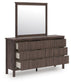 Pamytta Twin Upholstered Panel Platform Bed, Dresser, Mirror, Chest and Nightstand