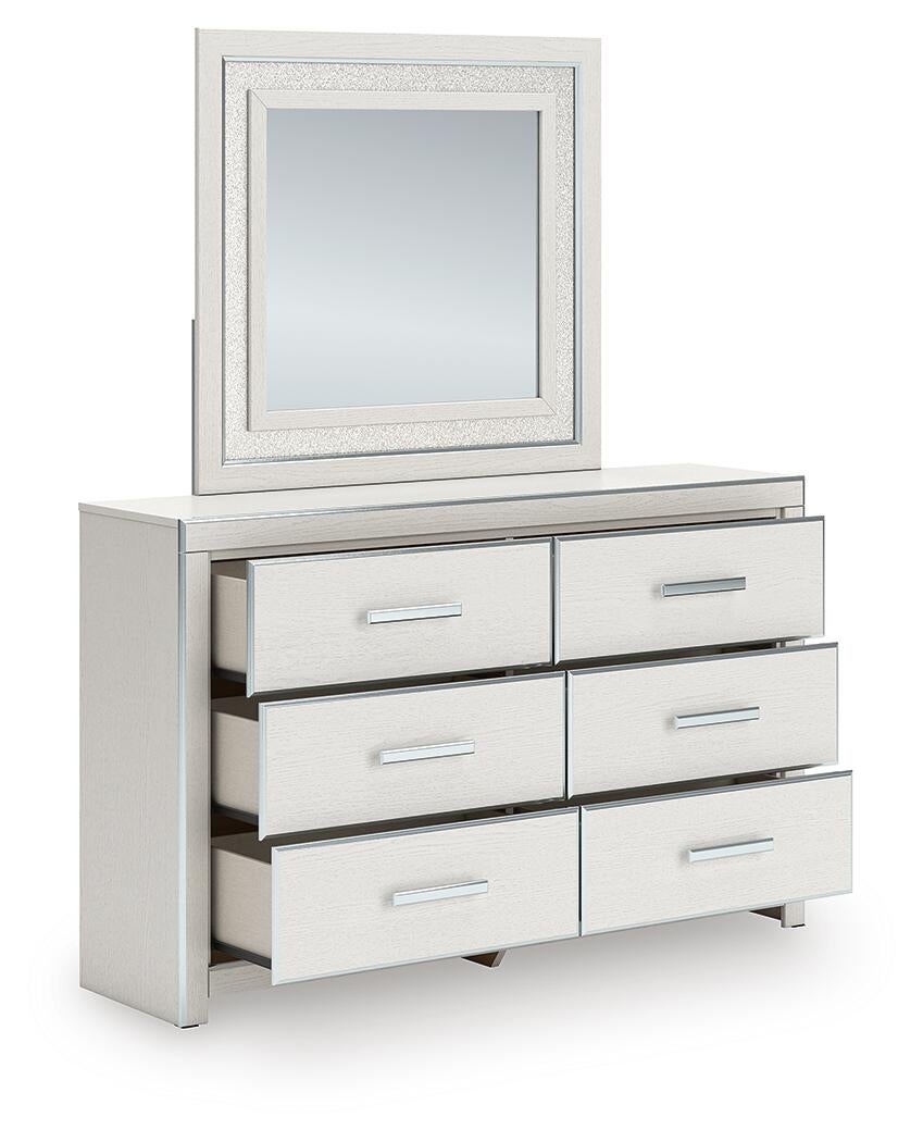 Zuraleus King Upholstered Panel Bed, Dresser and Mirror