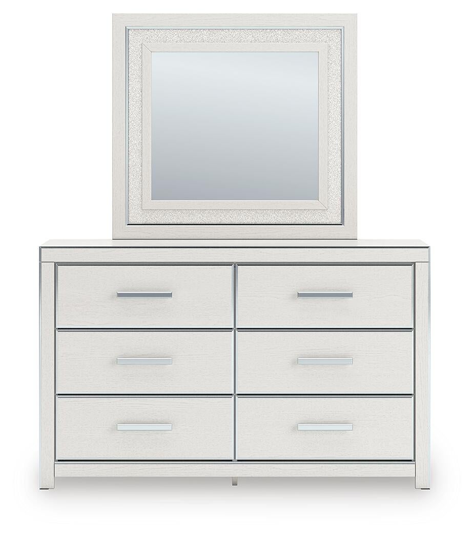 Zuraleus King Upholstered Panel Platform Storage Bed, Dresser, Mirror and Nightstand
