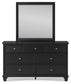 Lanolee King Panel Storage Bed, Dresser and Mirror