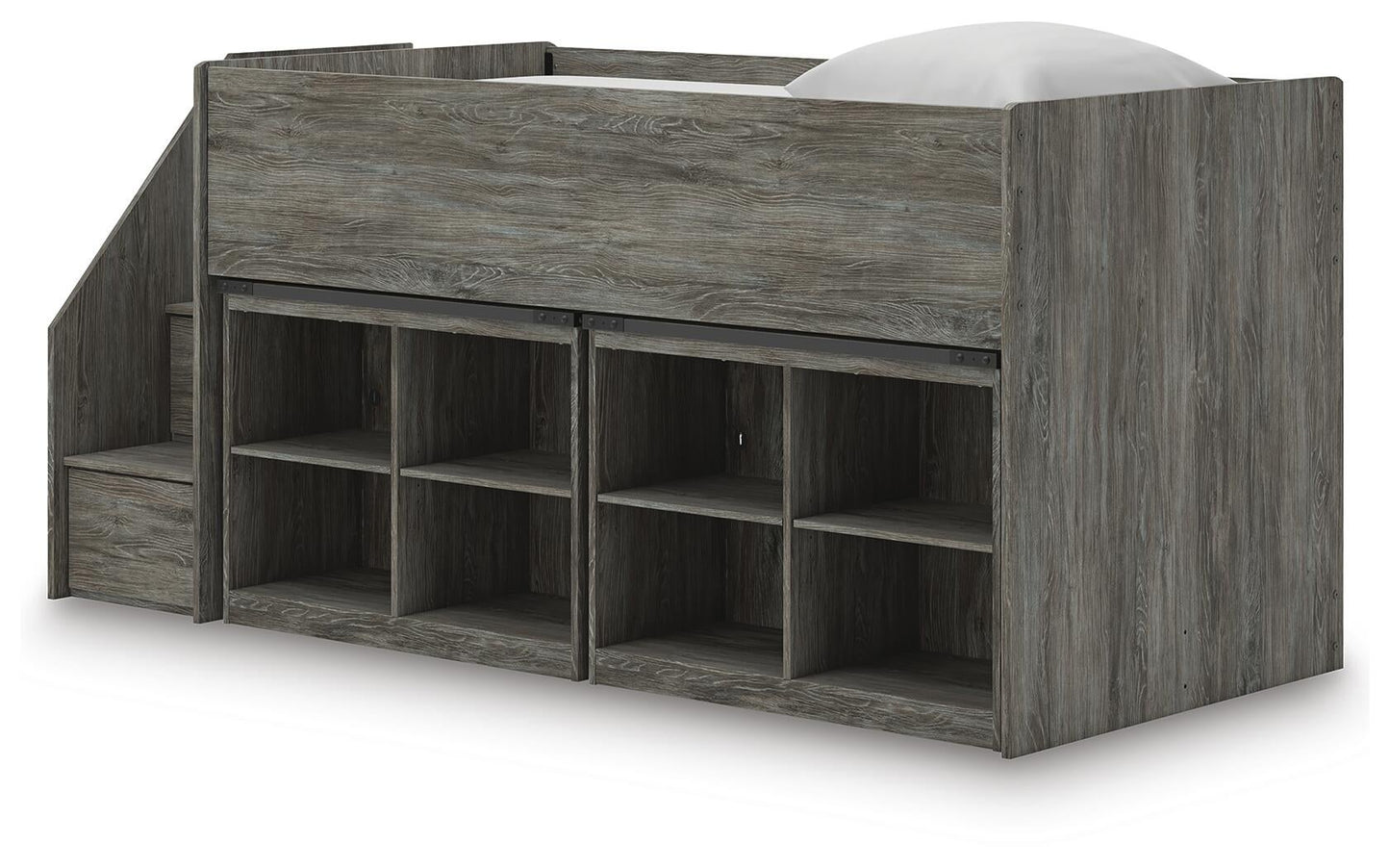 Frandern Twin Loft Bed with Bookcase Storage