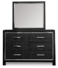 Load image into Gallery viewer, Kaydell King Upholstered Panel Bed with Mirrored Dresser and Nightstand
