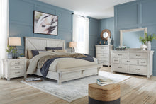 Load image into Gallery viewer, Brashland Queen Panel Bed with Mirrored Dresser and 2 Nightstands
