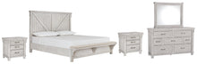 Load image into Gallery viewer, Brashland Queen Panel Bed with Mirrored Dresser and 2 Nightstands
