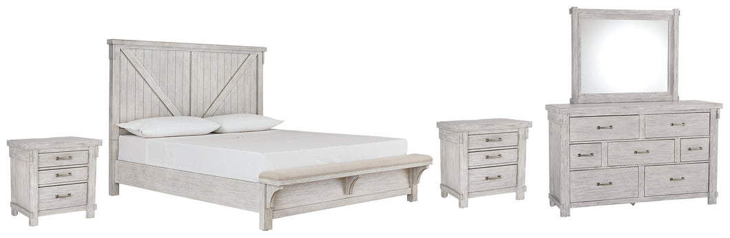 Brashland Queen Panel Bed with Mirrored Dresser and 2 Nightstands