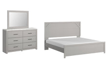 Load image into Gallery viewer, Cottonburg King Panel Bed with Mirrored Dresser
