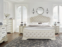 Load image into Gallery viewer, Arlendyne California King Upholstered Bed with Mirrored Dresser, Chest and 2 Nightstands
