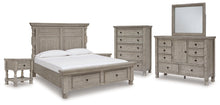 Load image into Gallery viewer, Harrastone California King Panel Bed with Mirrored Dresser, Chest and 2 Nightstands
